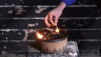 Gif showing how to light the campfire
