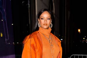 Rihanna in front of Bergdorf Goodman in February 2020