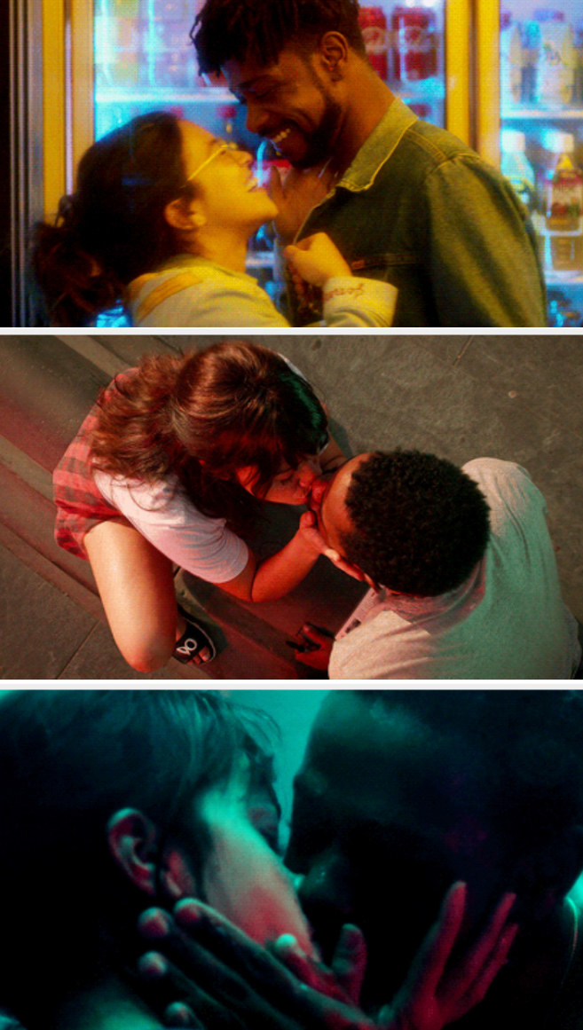 A montage of Jenny and Nate kissing
