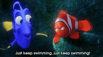 Dory singing &quot;Just keep swimming, just keep swimming&quot;