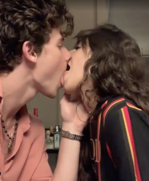 Camilla and Shawn Mendes licking each other