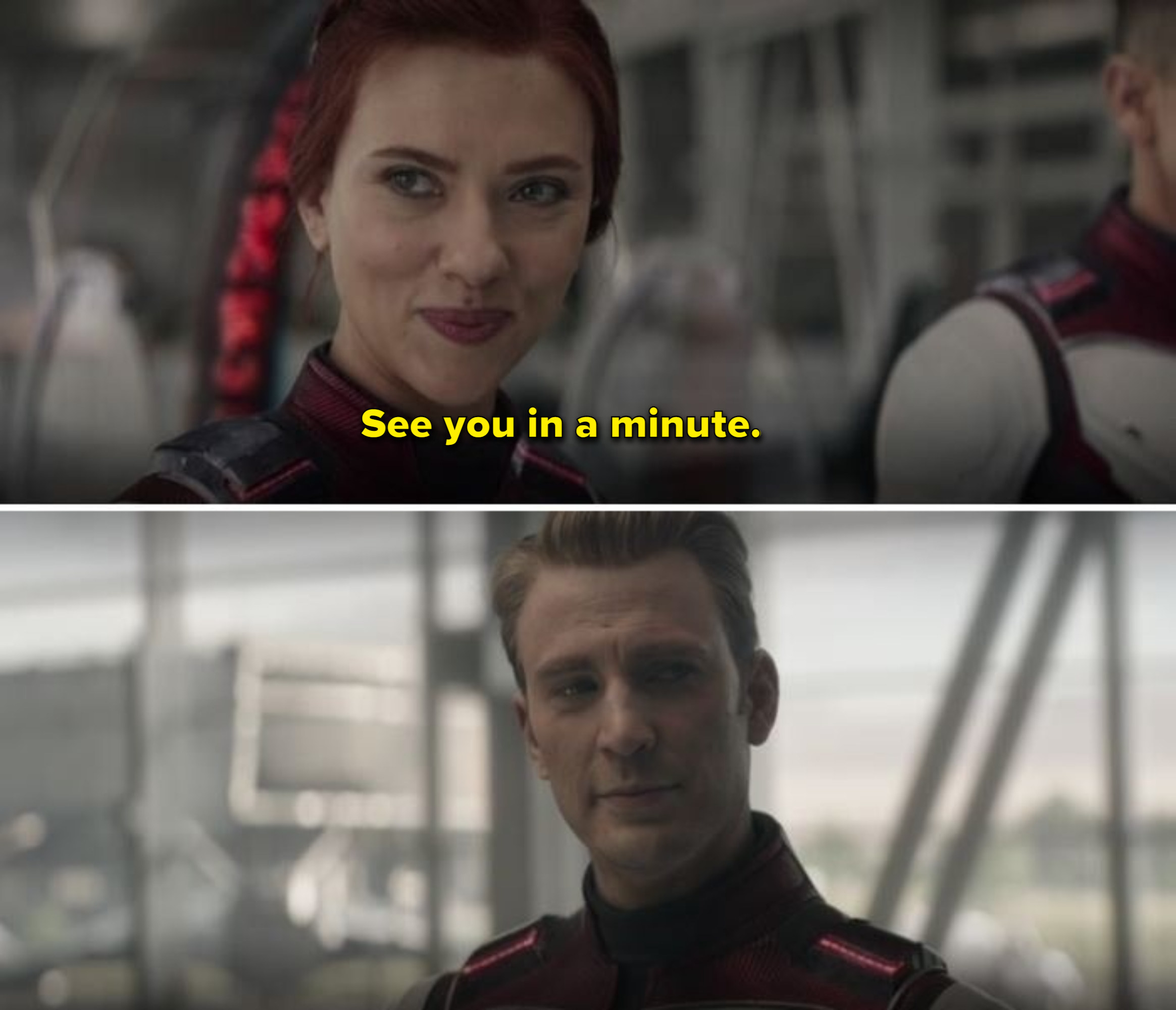 Black Widow says see you in a minute