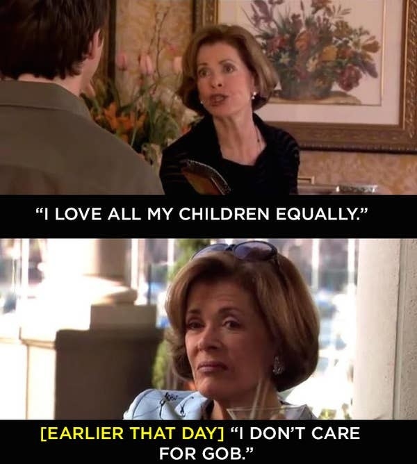 Lucille says she loves all her children equally but then the screen says &quot;earlier that day&quot; as she says &quot;I don&#x27;t care for GOB&quot;