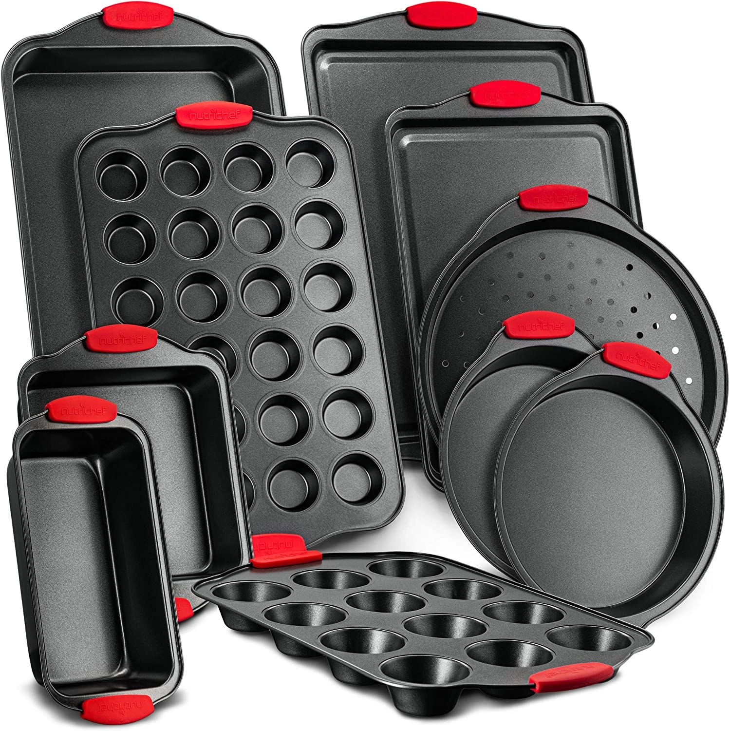 Rorence Bakeware Set Kitchen Oven Baking Pans Set: Nonstick Carbon Steel  Cookie Sheet, Rectangular Cake Pan, 2 Round Cake Pans, Muffin Pan, Loaf Pan  