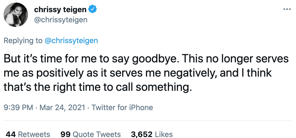 Chrissy Teigen Is Leaving Twitter