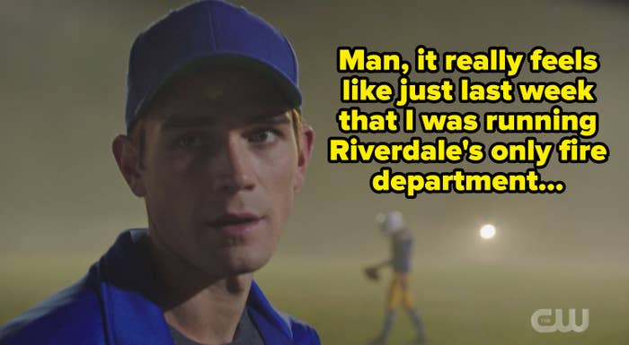 Archie as a coach with the caption, man it really feels like just last week that I was running riverdale&#x27;s only fire department