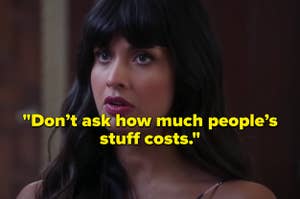"Don’t ask how much people’s stuff costs" over Tahani