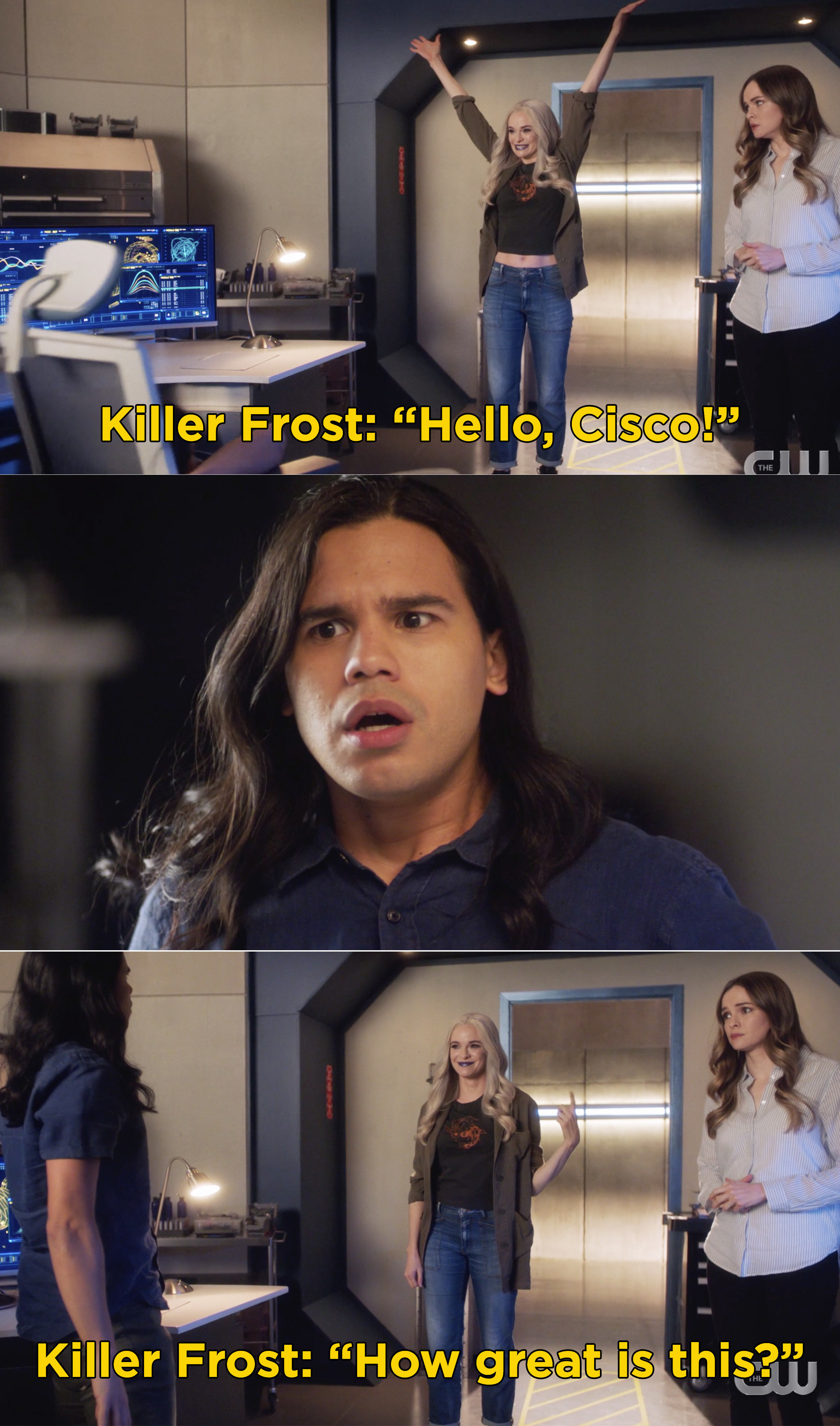 Killer Frost saying, &quot;Hello, Cisco! How great is this?&quot;