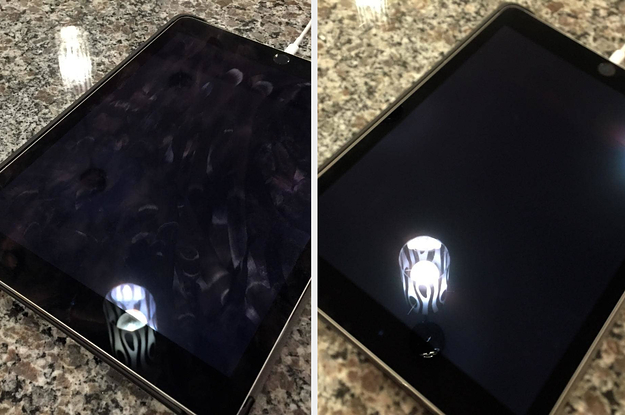 A fingerprint covered tablet on the left / the clean tablet on the right