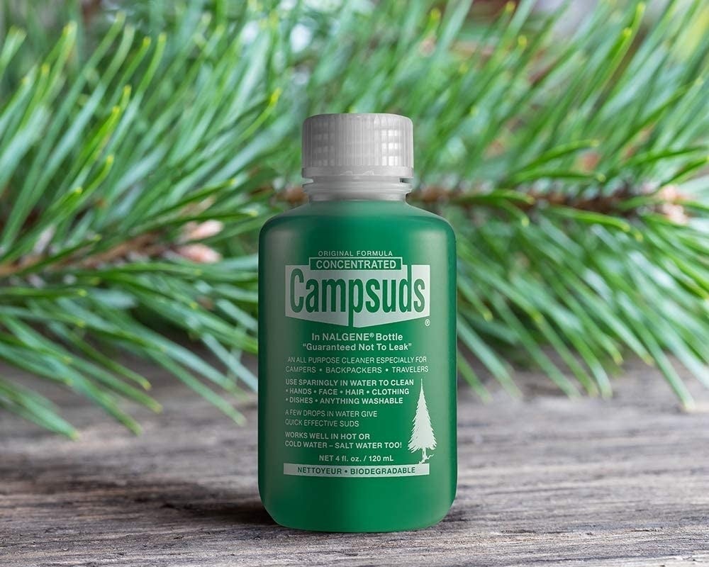 A bottle of campsuds biodegradable soap 