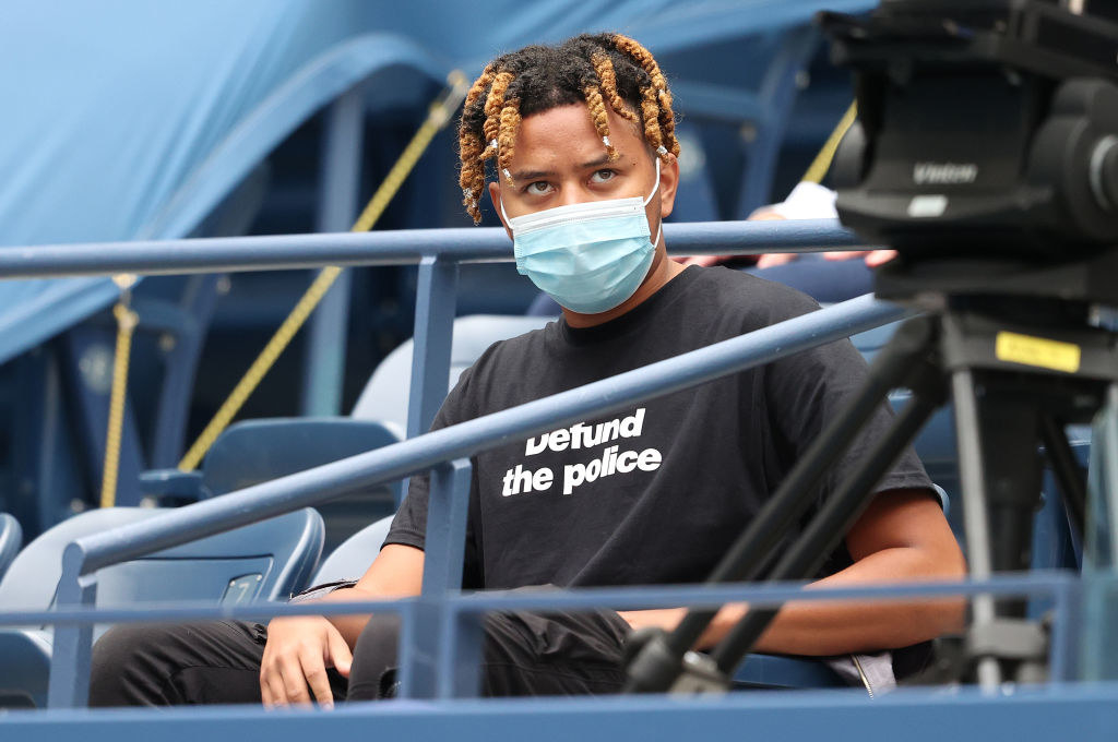 Cordae looks on before Osaka and Victoria Azarenka of Belarus play in the 2020 US Open final