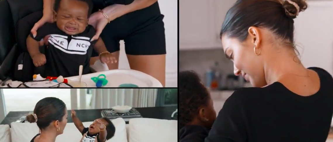 Scenes of Kendall looking after an unhappy baby