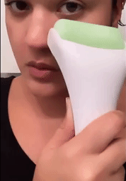 gif of reviewer rolling the esarora ice roller on their face