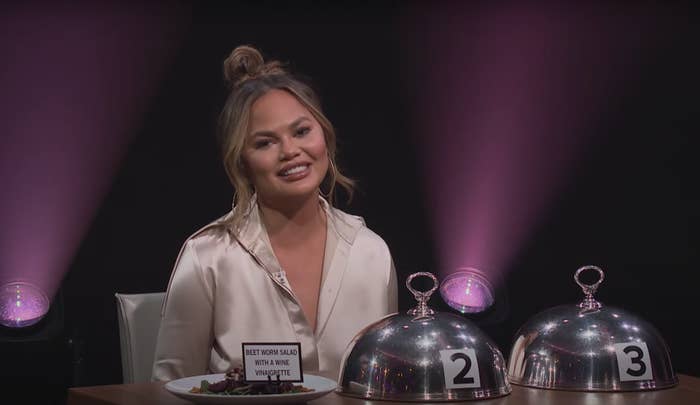 Chrissy Teigen during her Spill Your Guts appearance