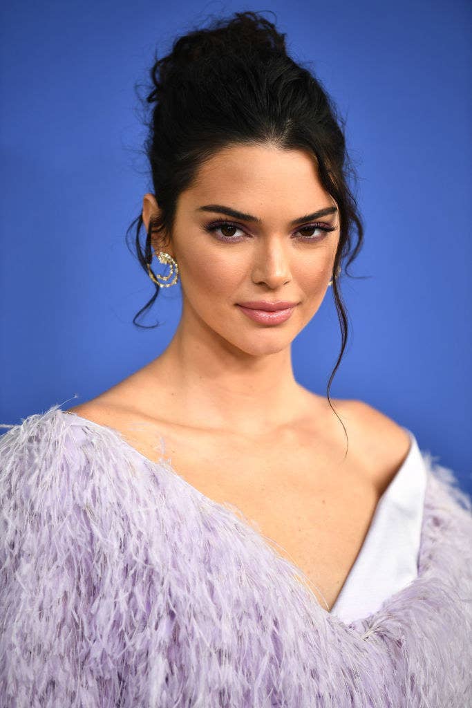 Kendall Jenner wearing a feathery outfit