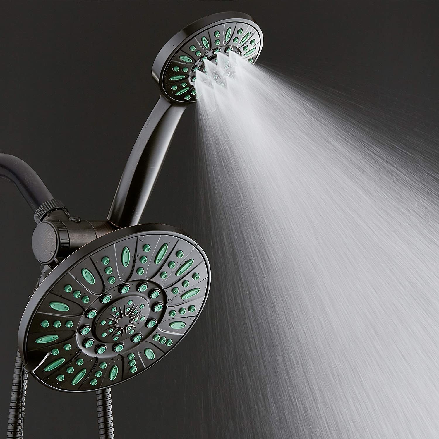 Double shower head with mist setting on the top 