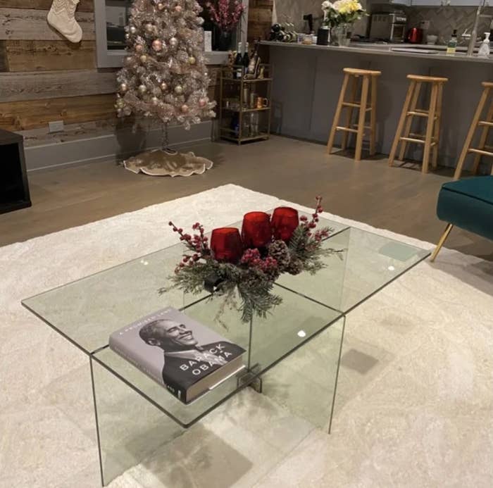 the glass table in a living room 