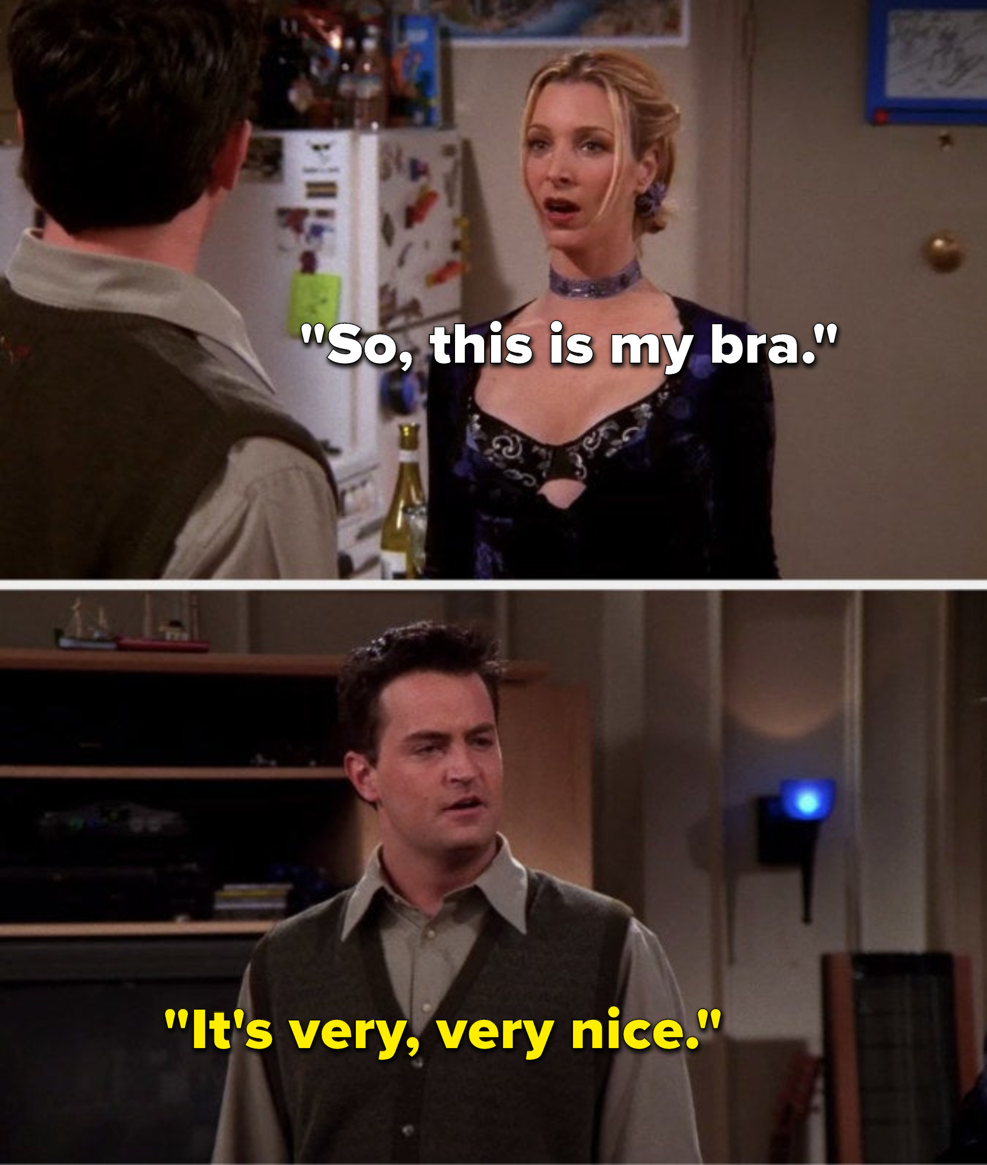 F.R.I.E.N.D.S Fan on X: #Joey: Show him your bra! He's afraid of bras!  Cant work em! (rips it open) #Phoebe: Wow u didn't rip off any buttons   / X