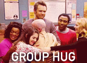Group hug from TV series Community 