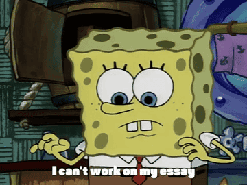 SpongeBob explaining that he can&#x27;t focus on his essay knowing there&#x27;s a mess in the kitchen