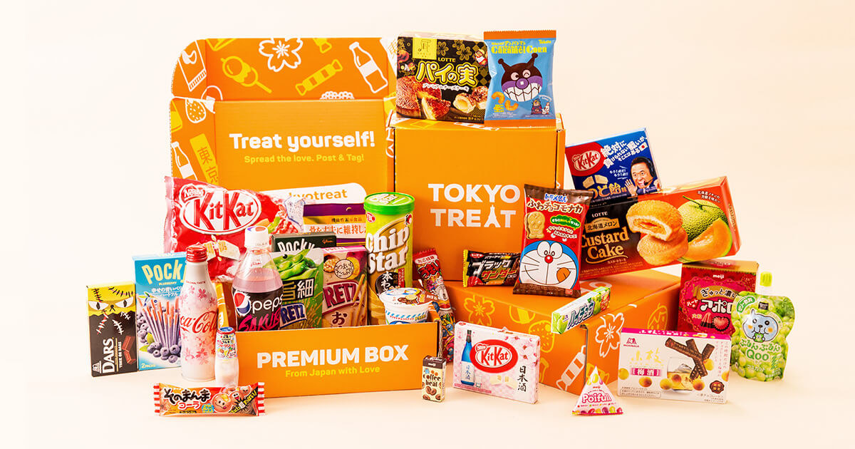 A Tokyo Treat box filled with snacks and other treats