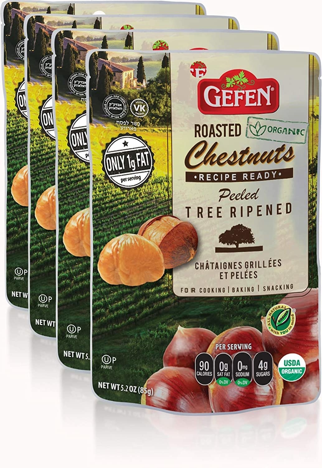 The chestnuts in their packaging