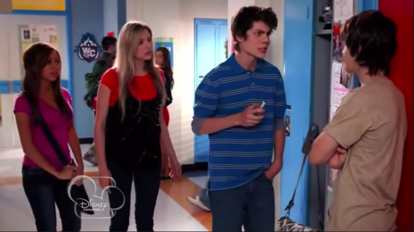 Ethan, Sarah, Benny, and Erica in the school hallway in &quot;My Babysitter&#x27;s a Vampire&quot;