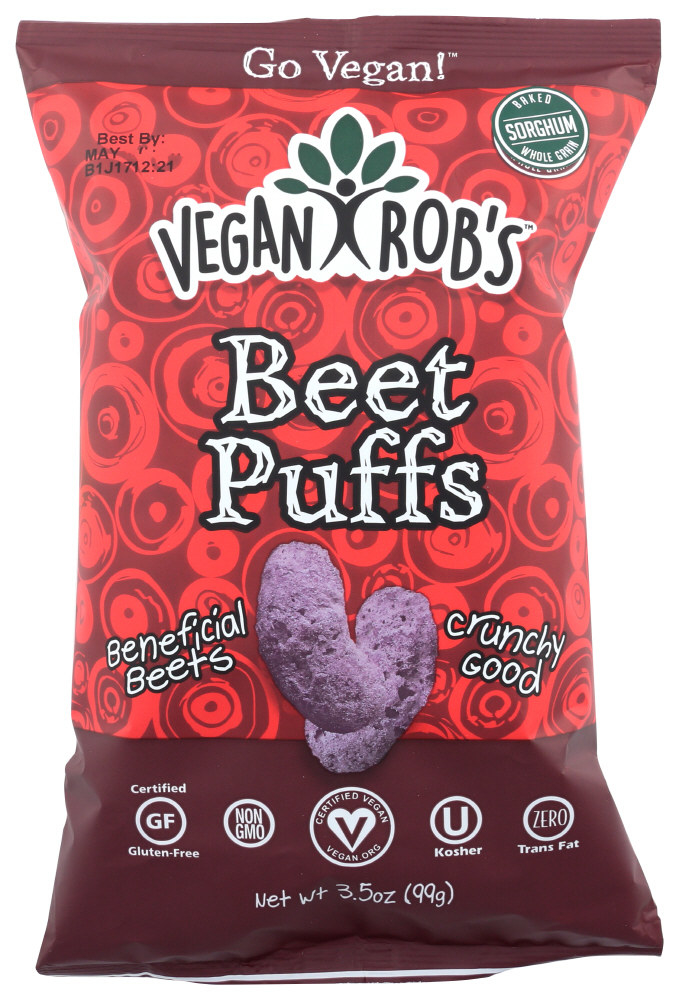The beet puffs in their packaging