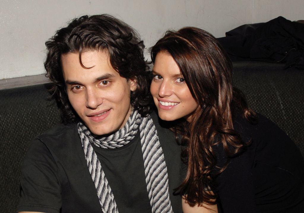 John Mayer (L) and Jessica Simpson