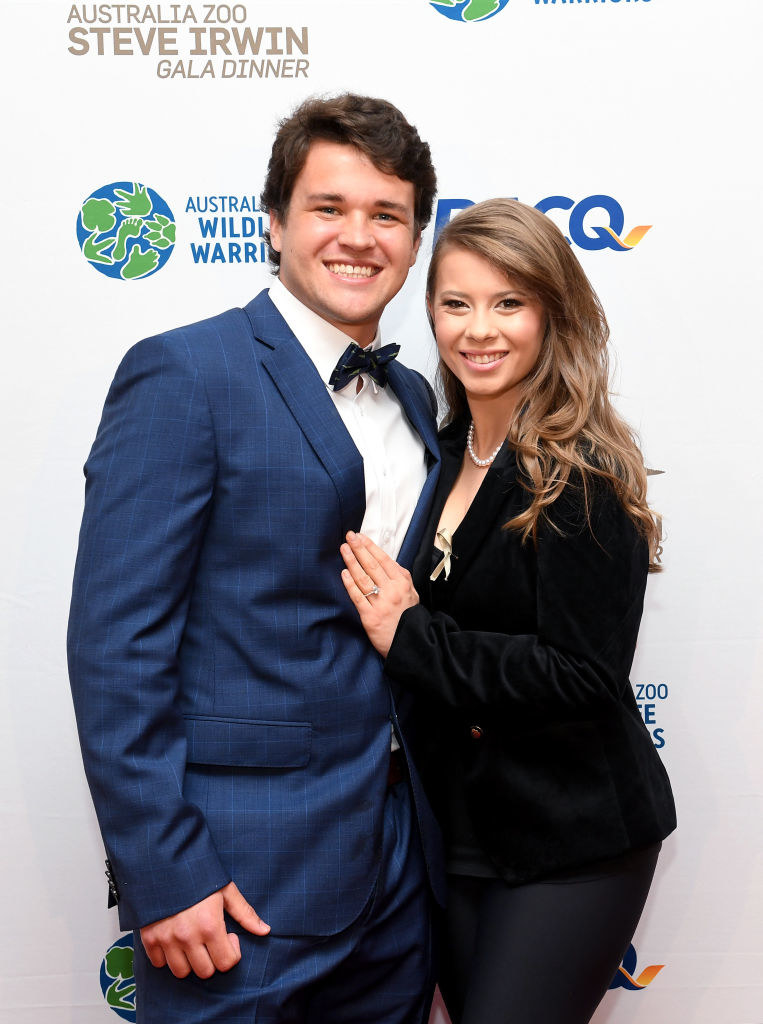 Chandler Powell and Bindi Irwin stand together at the Australia Zoo Steve Irwin Gala Dinner