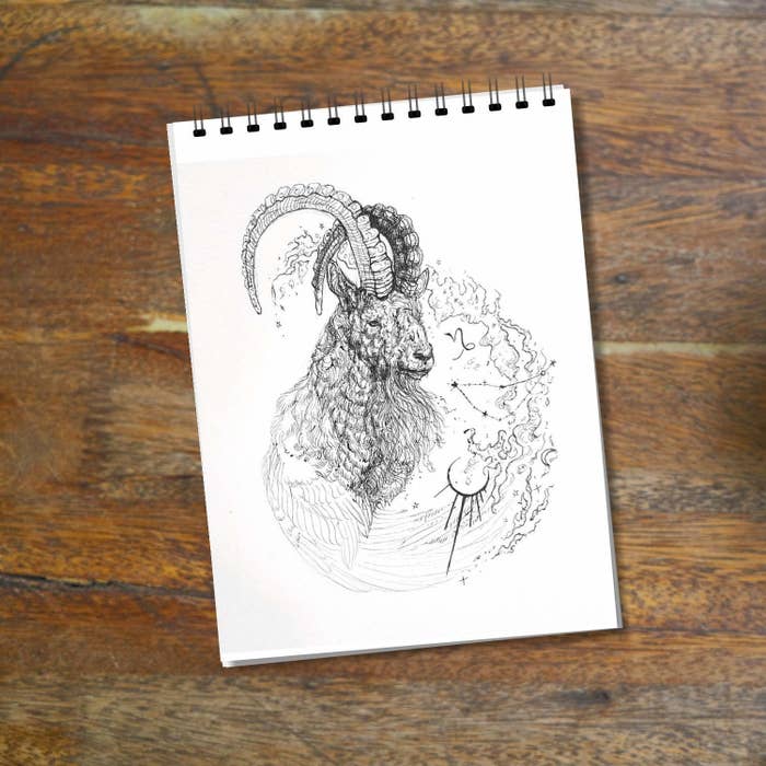 A drawing of a goat-like creature.