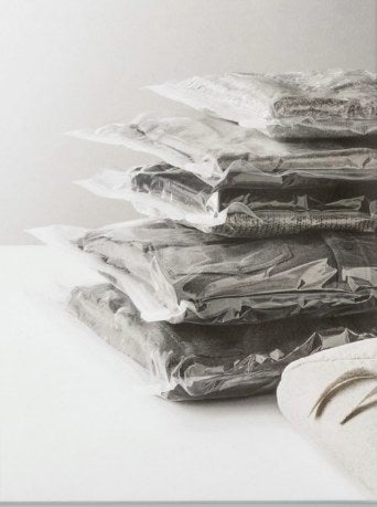 The compression bags, which become flat for storage