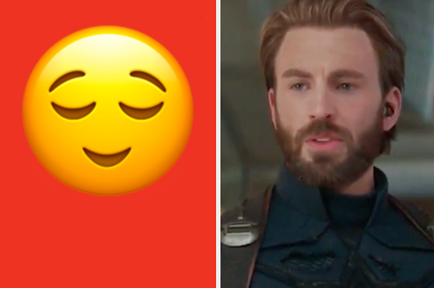 A smiling emoji is on the left with Captain America on the right