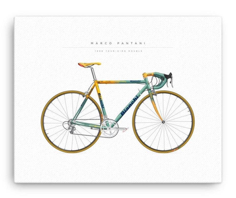 A colourful bianchi bicycle illustration 