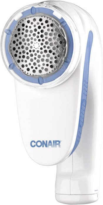 the fabric shaving tool in white and blue
