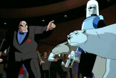 Mr. Freeze crashing a formal party with two polar bears in tow