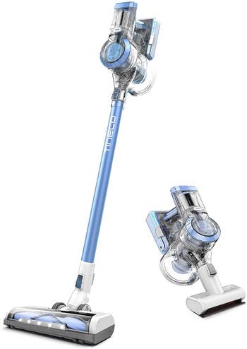 a blue stick vacuum 