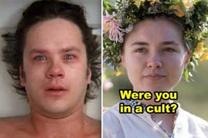Side-by-side of the bath scene in "Jacob's Ladder" and Florence Pugh in "Midsommar"
