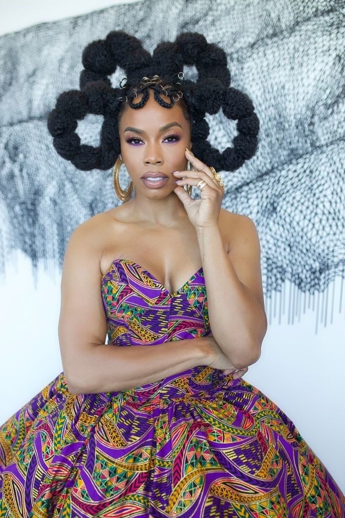 Brandee Evans gets ready for the 52nd NAACP Image Awards on March 27, 2021