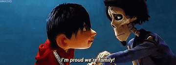 Miguel telling skeleton Héctor that he&#x27;s proud to be in his lineage  
