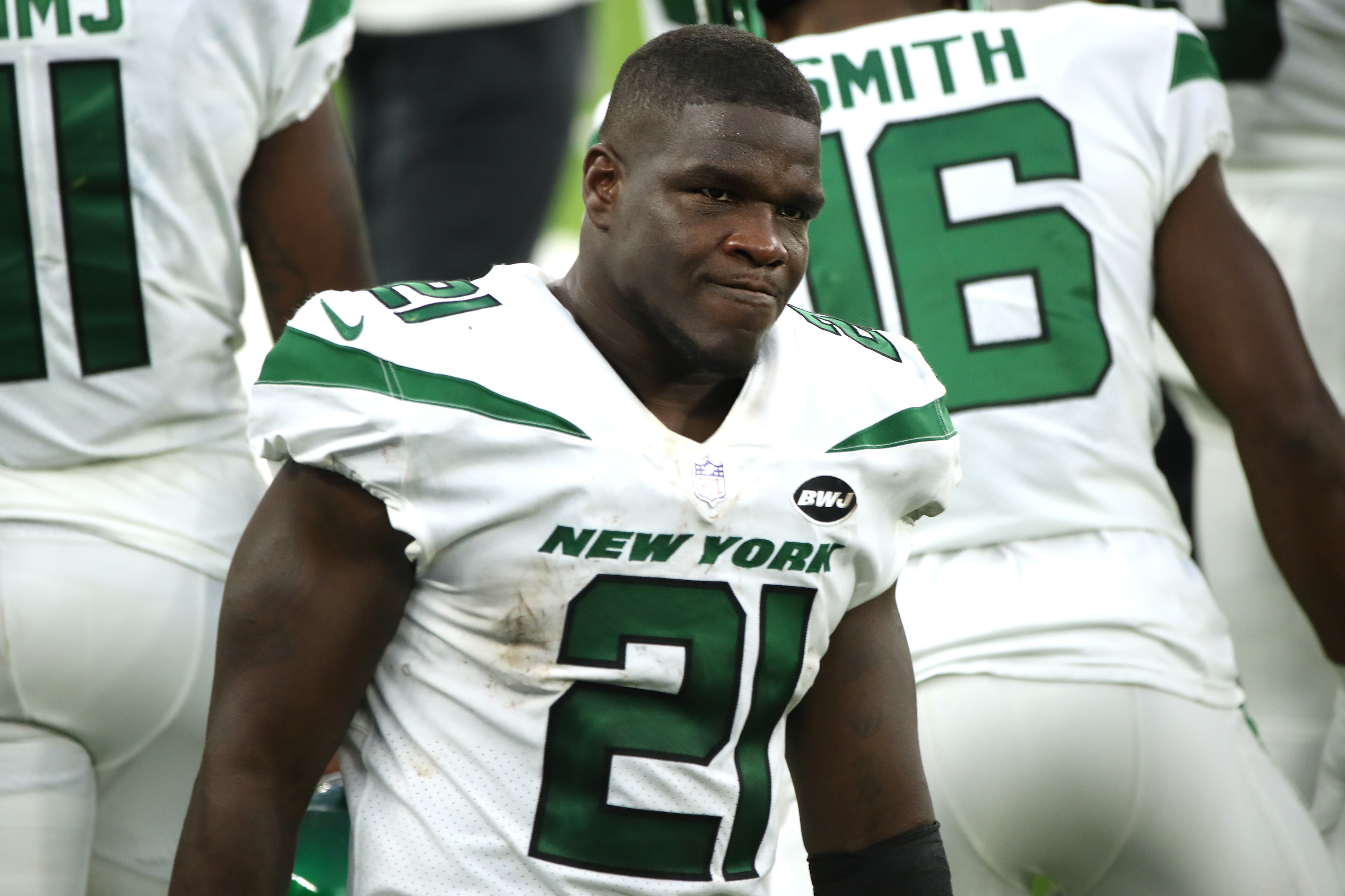 Present day Frank Gore in Jets uniform.