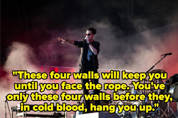 Lyrics: These four walls will keep you until you face the rope. You&#x27;ve only these four walls before they, in cold blood, hang you up.&quot;