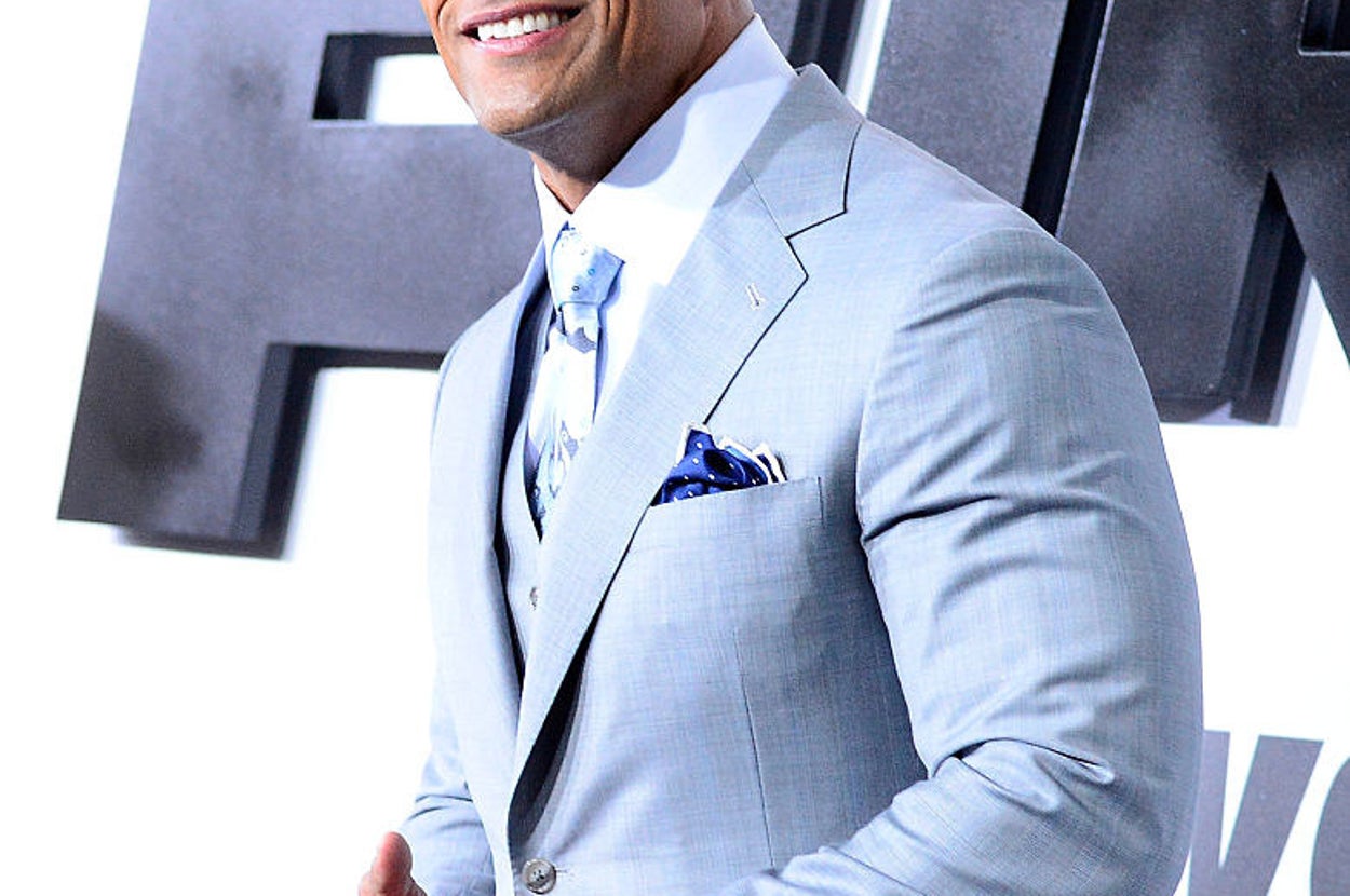 Dwayne Johnson arrives at Universal Pictures Premiere of 'Furious 7'' at the TLC Chinese Theatre, Hollywood, on April 1, 2015 in Los Angeles.CA