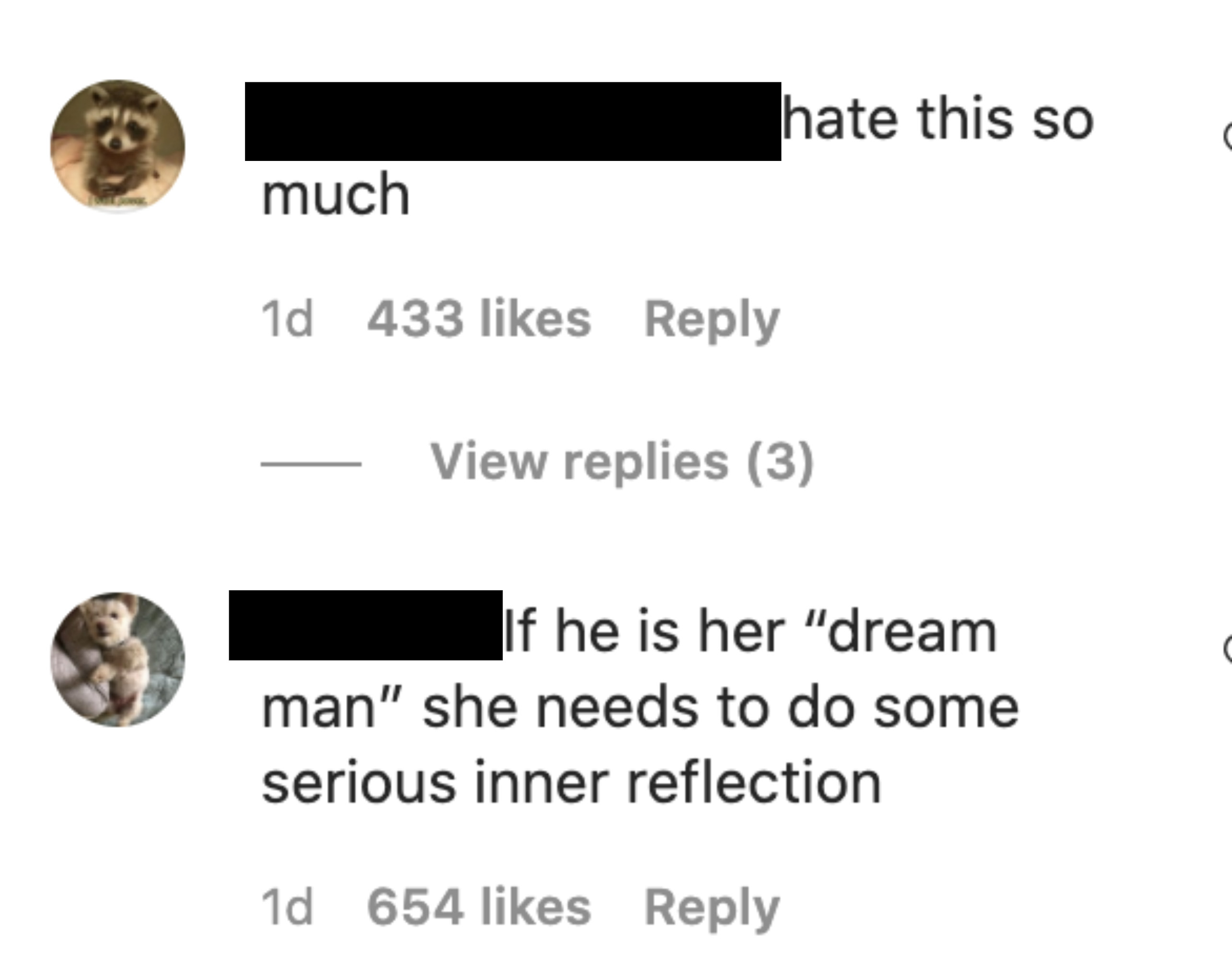 One person said, &quot;if her is her &#x27;dream man&#x27; she needs to do some serious inner reflection&quot;