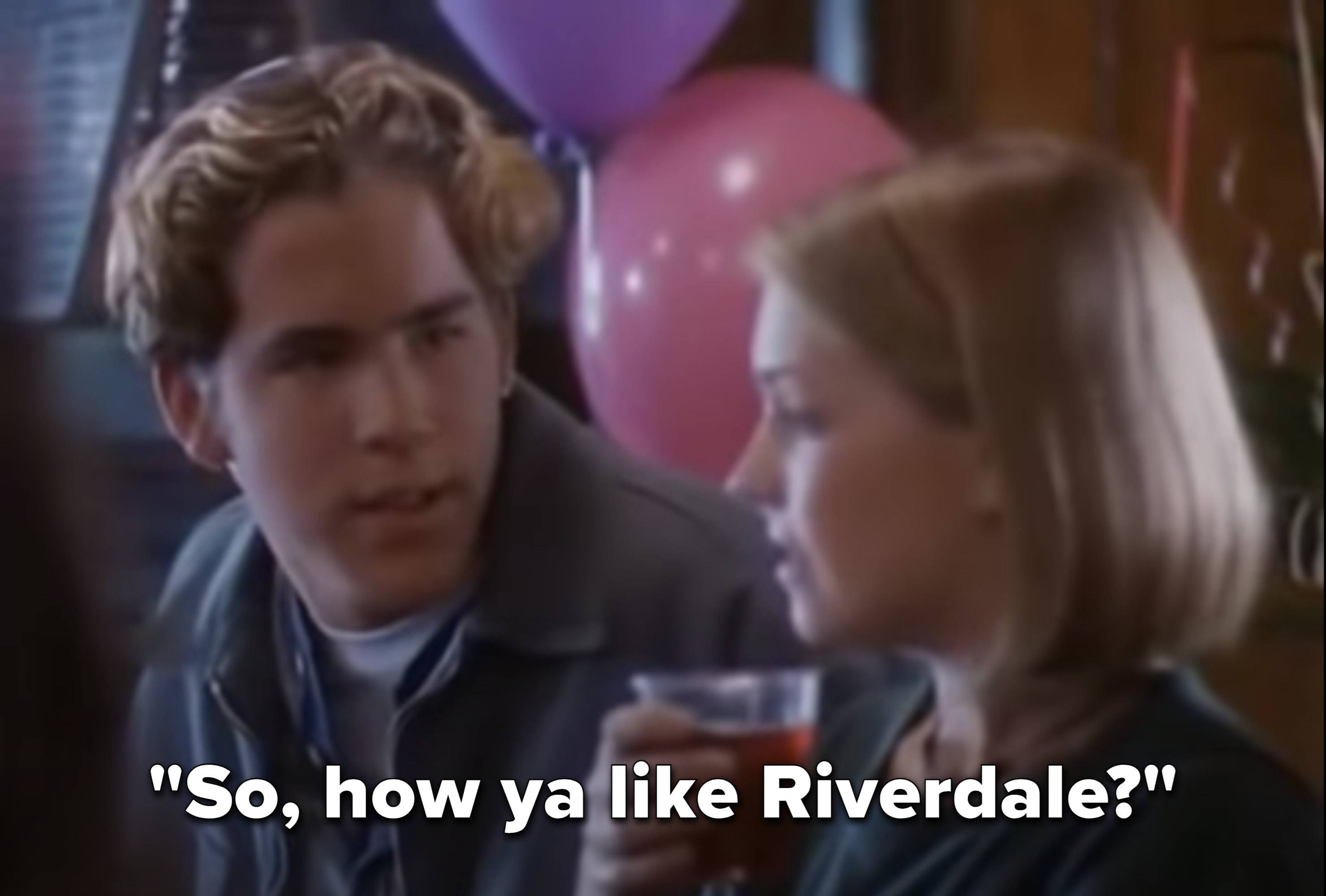 Ryan (as Seth) asks Sabrina how she likes Riverdale