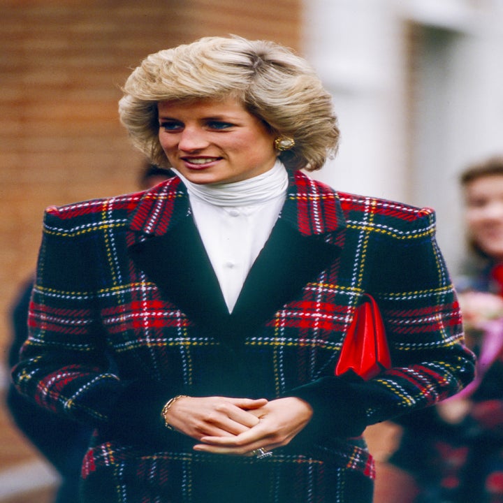 Princess Diana in the plain coat and turtleneck
