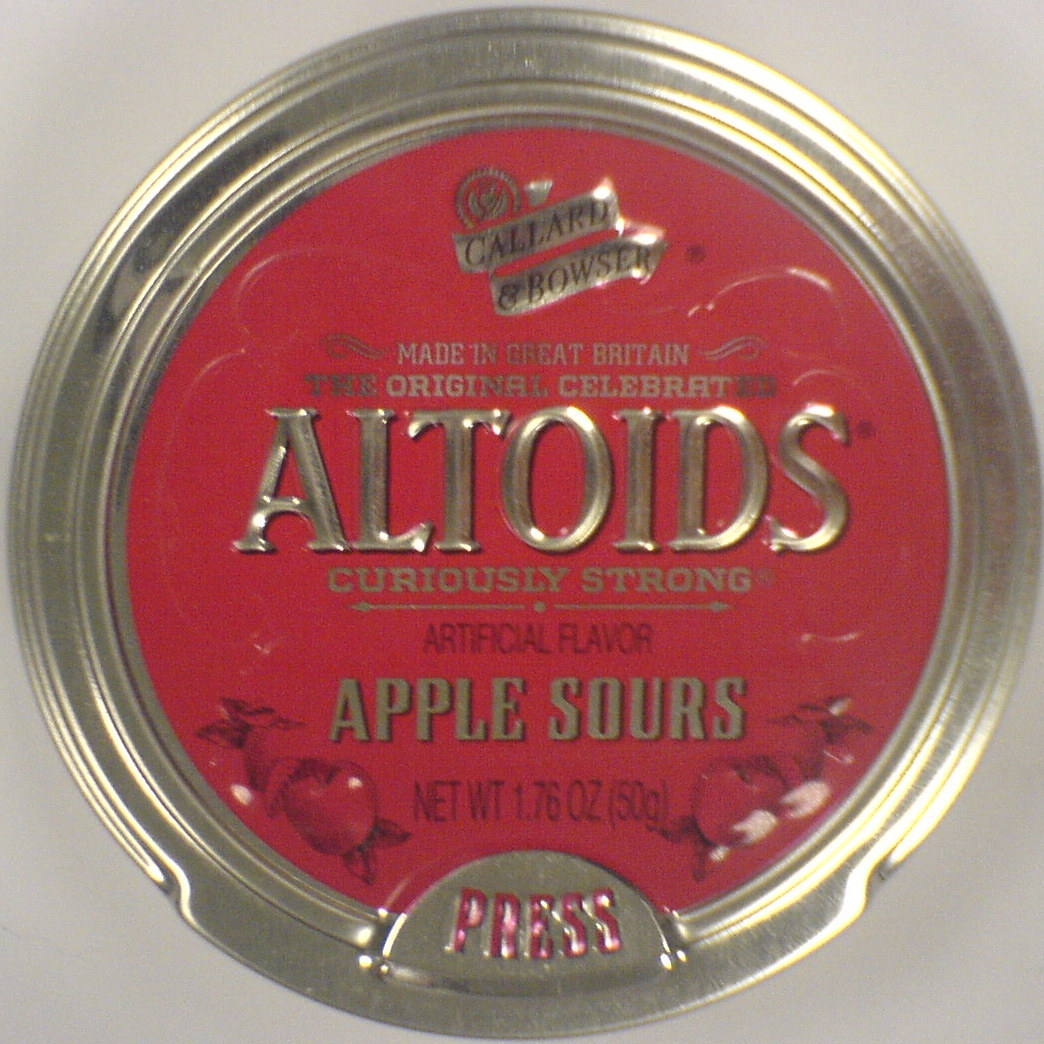 Apple Sours flavored Altoids in its signature round tin