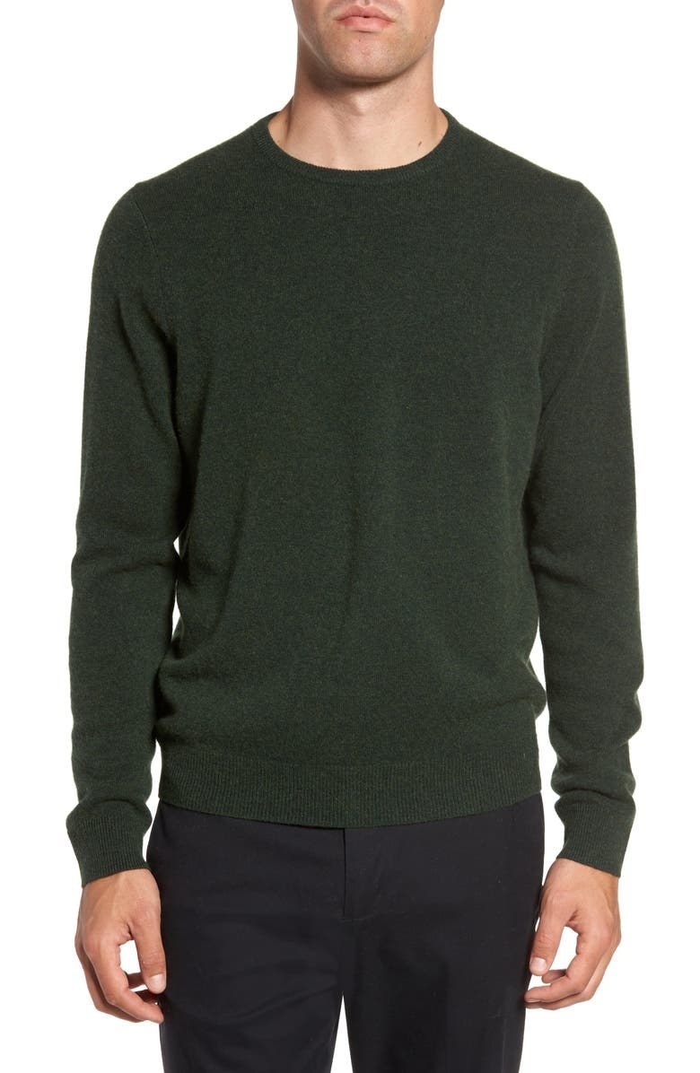 green cashmere crewneck sweater