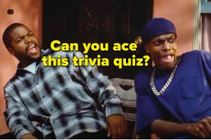 Ice Cube and Chris Tucker are leaning back in a chair with a caption that reads: "Can you ace  this trivia quiz?"