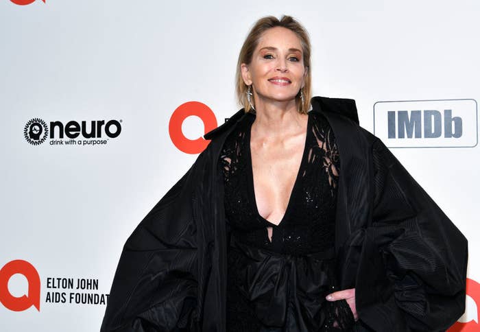 Sharon Stone attends the 28th Annual Elton John AIDS Foundation Academy Awards Viewing Party